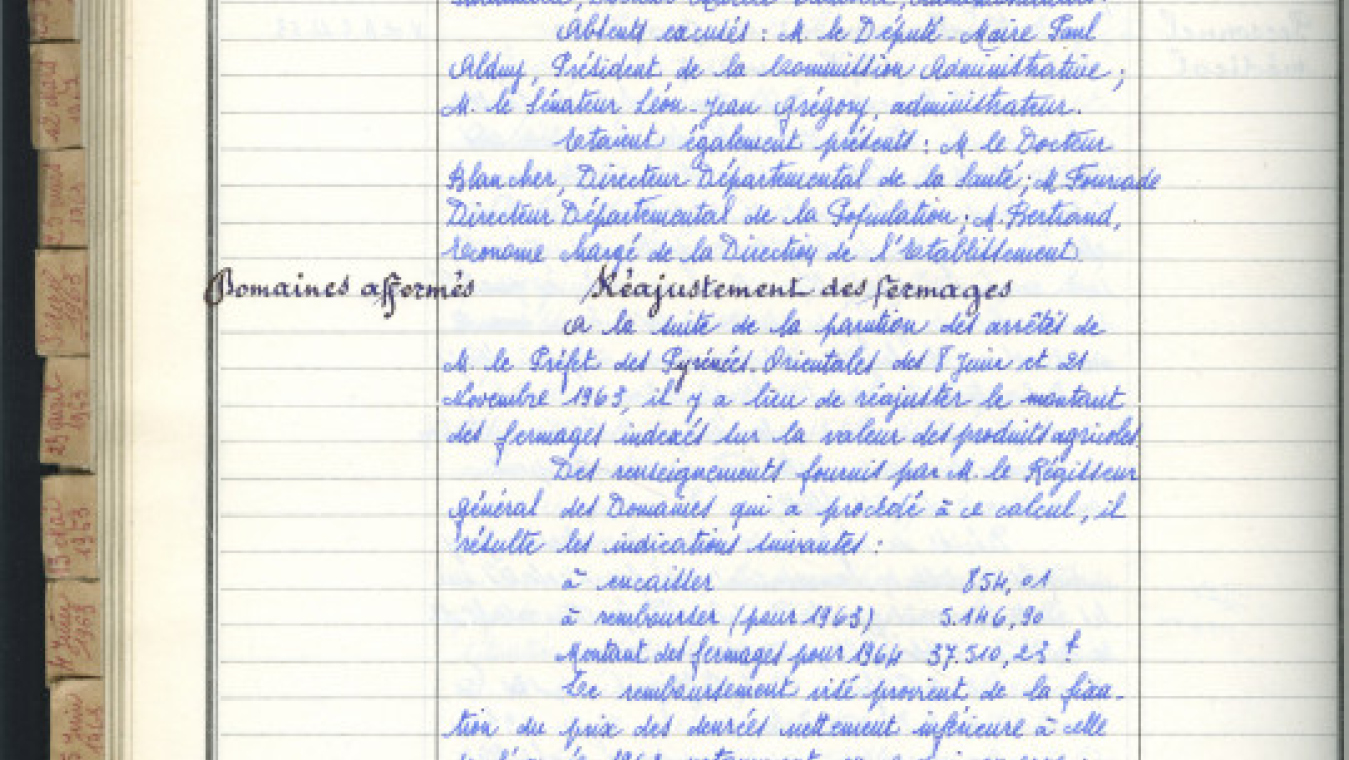 Réajustement des fermages de l’hôpital, 1963, ADPO, 2HDTpL 43