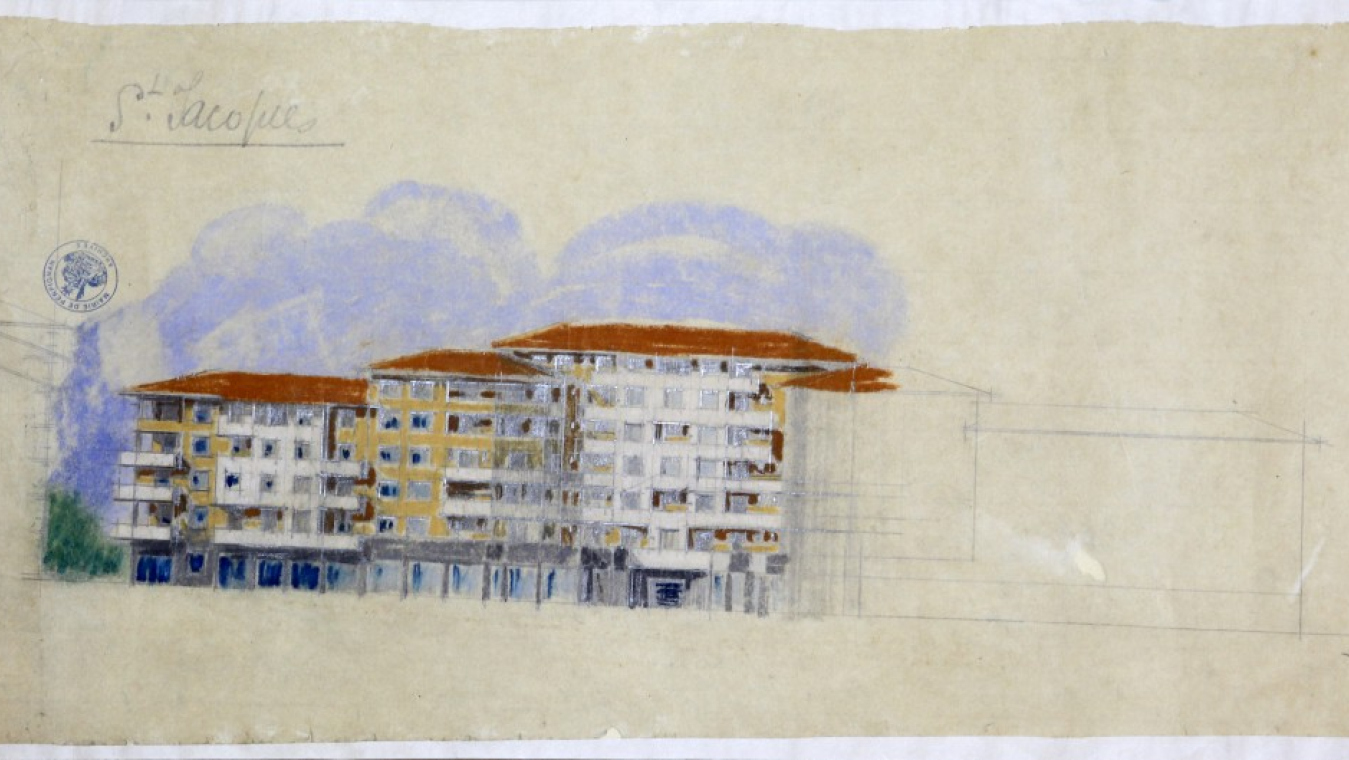 Projet d'HBM attribué à Trenet : AVP fonds Rigoulet (archives des architectes Trénet).