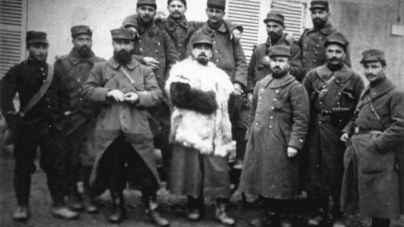 Cadres du 2ème bataillon du 53ème RI en Belgique en décembre 1914 (Coll. Ruffiandis)