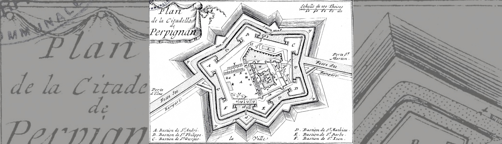 Plan de la citadelle avec 6 bastions et son fossé sec