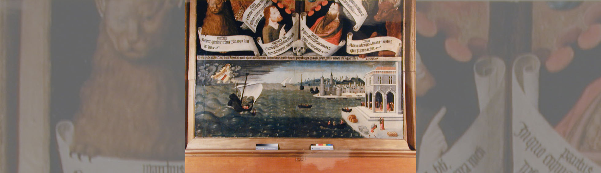 La loge mer est représentée sur ce tableau en bordure de mer symbolisant la puissance martime du royaume de Majorque