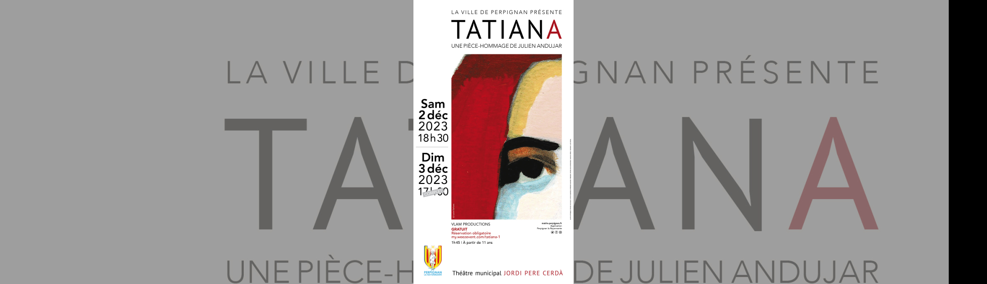 "Tatiana" Une pièce-hommage de Julien Andujar - affiche dessin peinture d'un oeil de femme