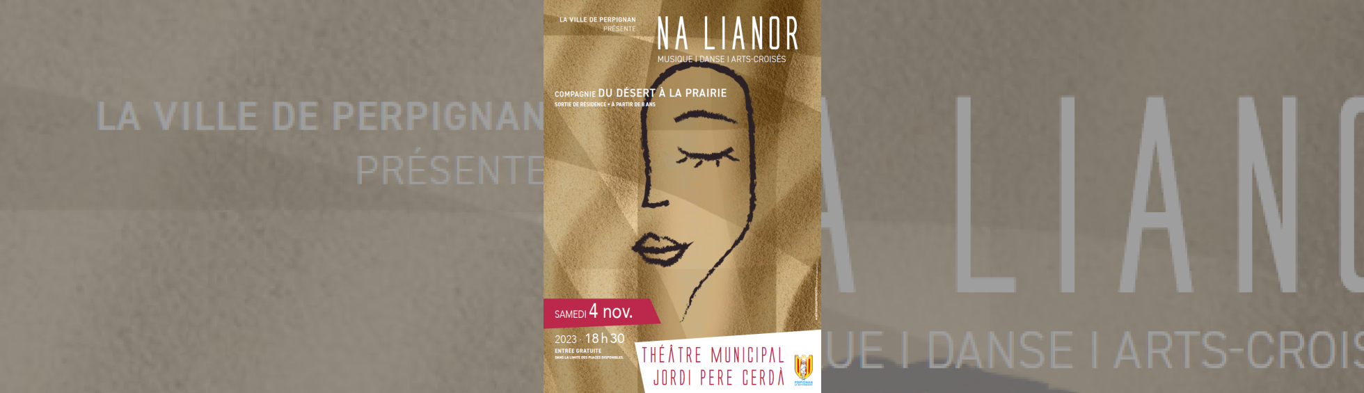 "Na lianor" par la compagnie du désert à la prairie - affiche dessin visage femme fusain