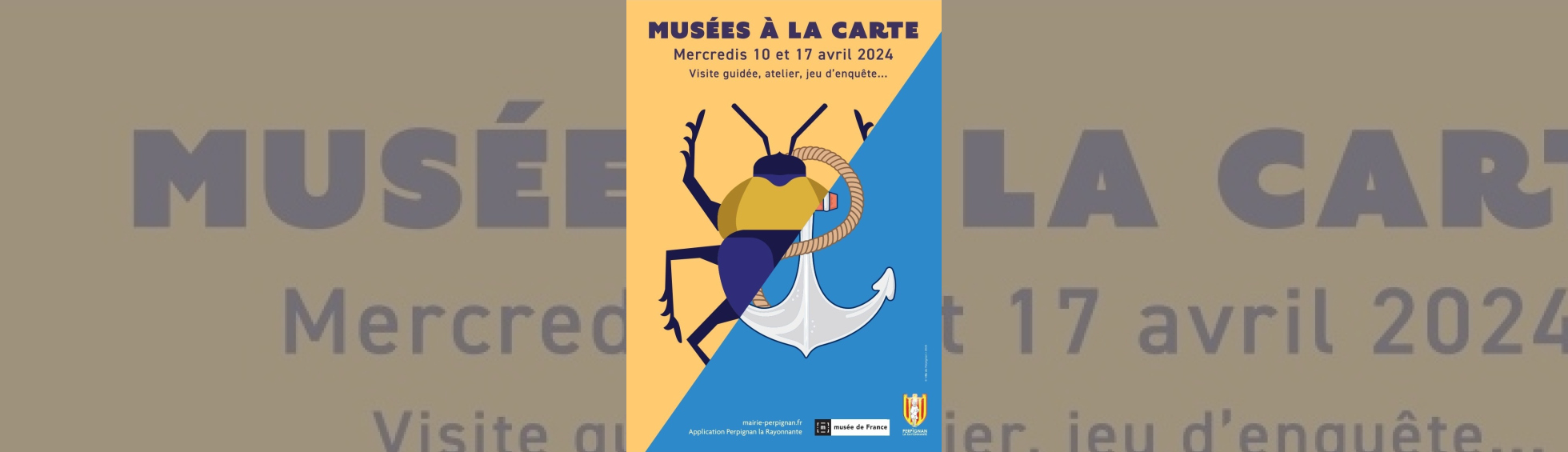 Musée à la carte - Image représentant la moitié d'un scarabée et la moitié d'une encre marine